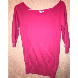 Pink sweatshirt with cut out neckline